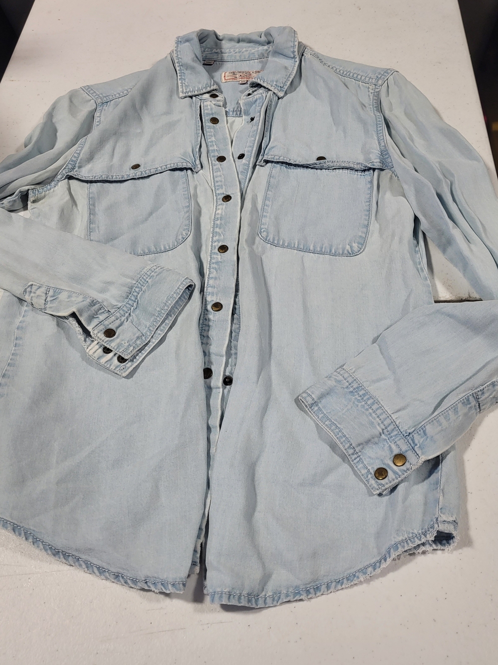 Guess Light Blue Denim Button-Up Shirt